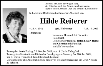 Anzeige von Hilde Reiterer von MGO