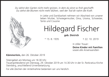 Anzeige von Hildegard Fischer von MGO