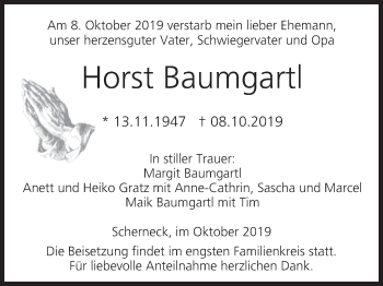 Anzeige von Horst Baumgartl von MGO