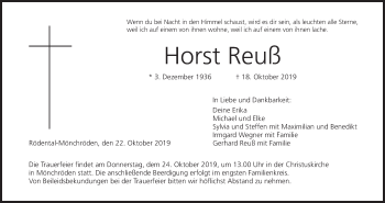 Anzeige von Horst Reuß von MGO
