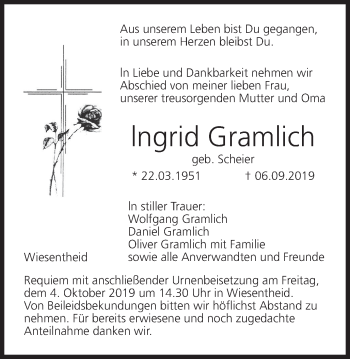 Anzeige von Ingrid Gramlich von MGO