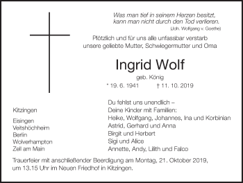 Anzeige von Ingrid Wolf von MGO