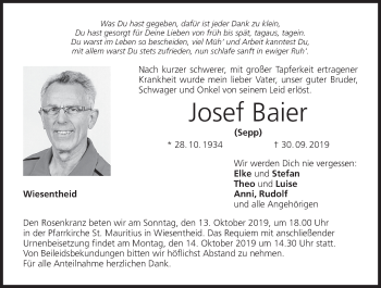 Anzeige von Josef Baier von MGO