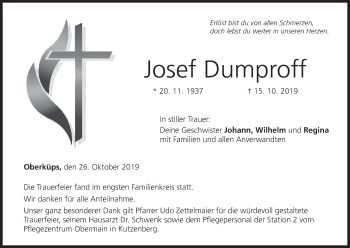 Anzeige von Josef Dumproff von MGO