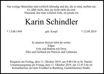 Anzeige von Karin Schindler von MGO