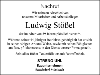 Anzeige von Ludwig Stößel von MGO