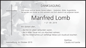 Anzeige von Manfred Lomb von MGO