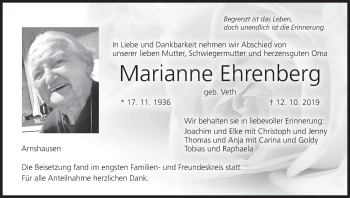 Anzeige von Marianne Ehrenberg von MGO