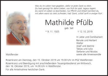 Anzeige von Mathilde Pfülb von MGO