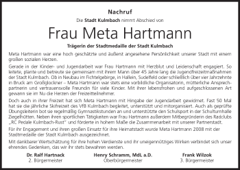Anzeige von Meta Hartmann von MGO