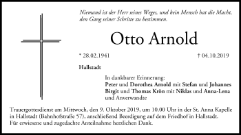 Anzeige von Otto Arnold von MGO
