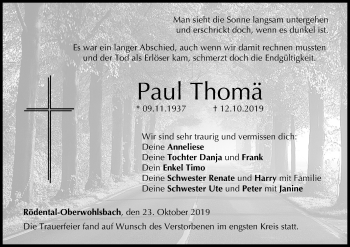 Anzeige von Paul Thomä von MGO