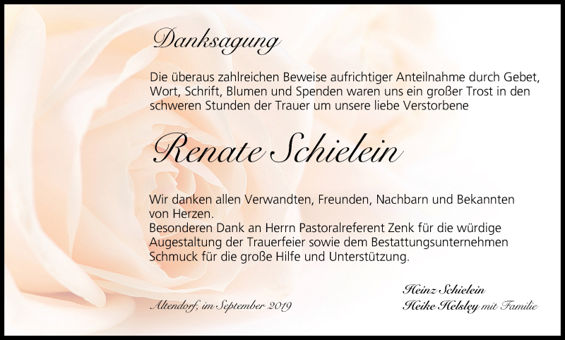  Traueranzeige für Renate Schielein vom 12.10.2019 aus MGO