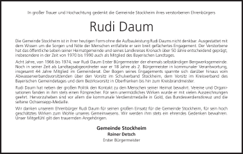 Anzeige von Rudi Daum von MGO