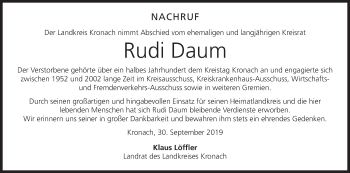 Anzeige von Rudi Daum von MGO