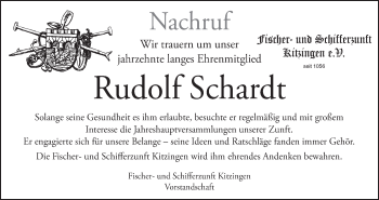 Anzeige von Rudolf Schardt von MGO