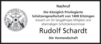 Anzeige von Rudolf Schardt von MGO
