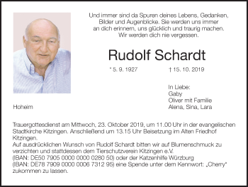 Anzeige von Rudolf Schardt von MGO