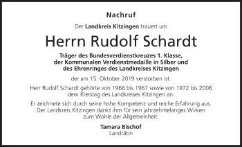 Anzeige von Rudolf Schardt von MGO