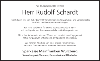 Anzeige von Rudolf Schardt von MGO