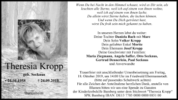 Anzeige von Theresia Kropp von MGO
