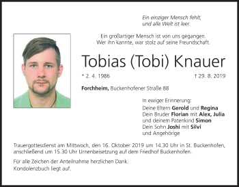 Anzeige von Tobias Knauer von MGO