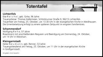 Anzeige von Totentafel vom 24.10.2019 von MGO