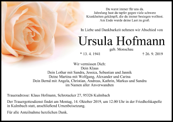 Anzeige von Ursula Hofmann von MGO