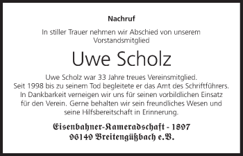 Anzeige von Uwe Scholz von MGO