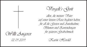 Anzeige von Willi Angerer von MGO