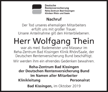 Anzeige von Wolfgang Thein von MGO