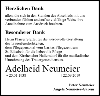 Anzeige von Adelheid Neumeier von MGO