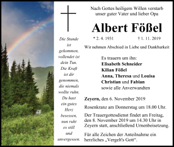 Anzeige von Albert Fößel von MGO