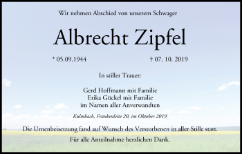 Anzeige von Albrecht Zipfel von MGO