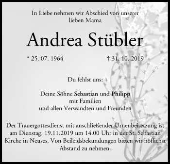 Anzeige von Andrea Stübler von MGO