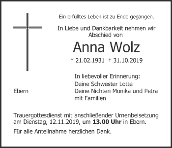 Anzeige von Anna Wolz von MGO