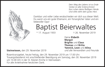 Anzeige von Baptist Beierwaltes von MGO