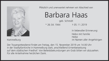 Anzeige von Barbara Haas von MGO