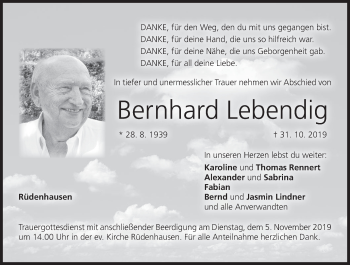 Anzeige von Bernhard Lebendig von MGO