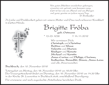 Anzeige von Brigitte Fröba von MGO