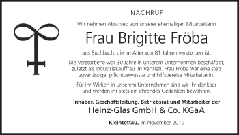 Anzeige von Brigitte Fröba von MGO