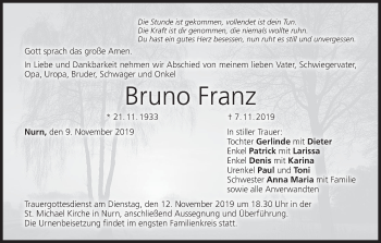 Anzeige von Bruno Franz von MGO
