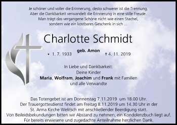 Anzeige von Charlotte Schmidt von MGO