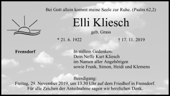 Anzeige von Elli Kliesch von MGO