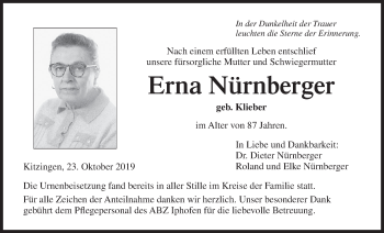Anzeige von Erna Nürnberger von MGO