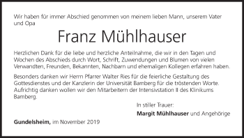 Anzeige von Franz Mühlhauser von MGO