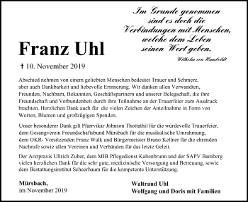 Anzeige von Franz Uhl von MGO