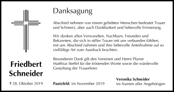 Anzeige von Friedbert Schneider von MGO