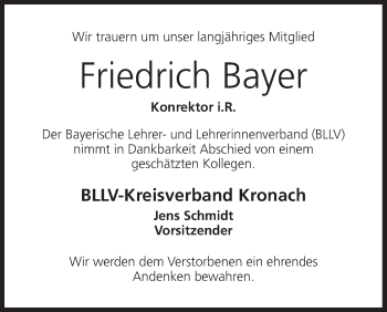 Anzeige von Friedrich Bayer von MGO