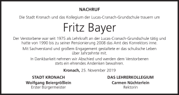 Anzeige von Fritz Bayer von MGO
